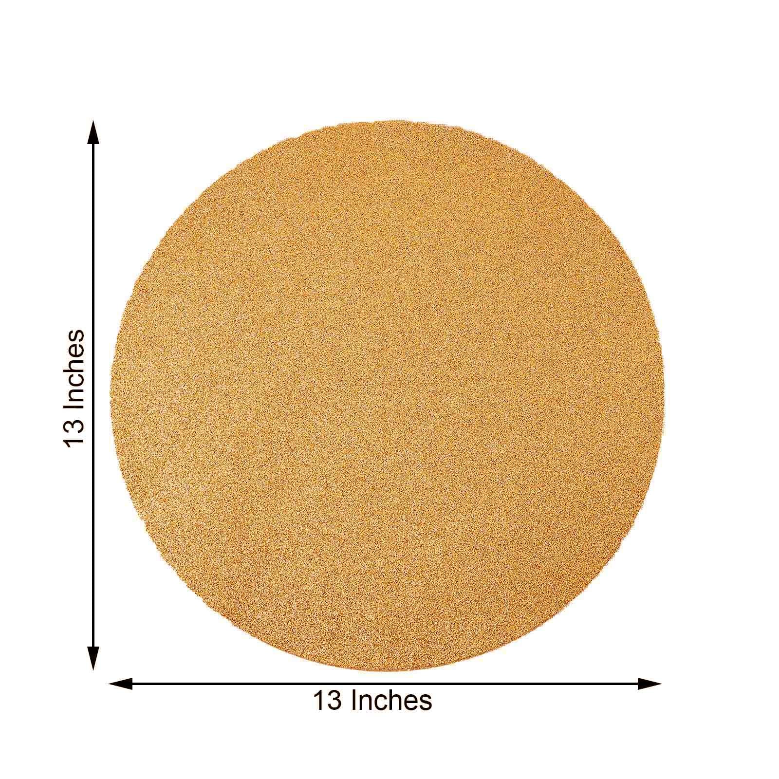 6 Pack Champagne Round Non Slip Glitter Decorative Placemats 