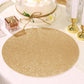 6 Pack | Champagne Sparkle Vinyl Placemats, Non Slip Decorative Round Glitter Table Mat
