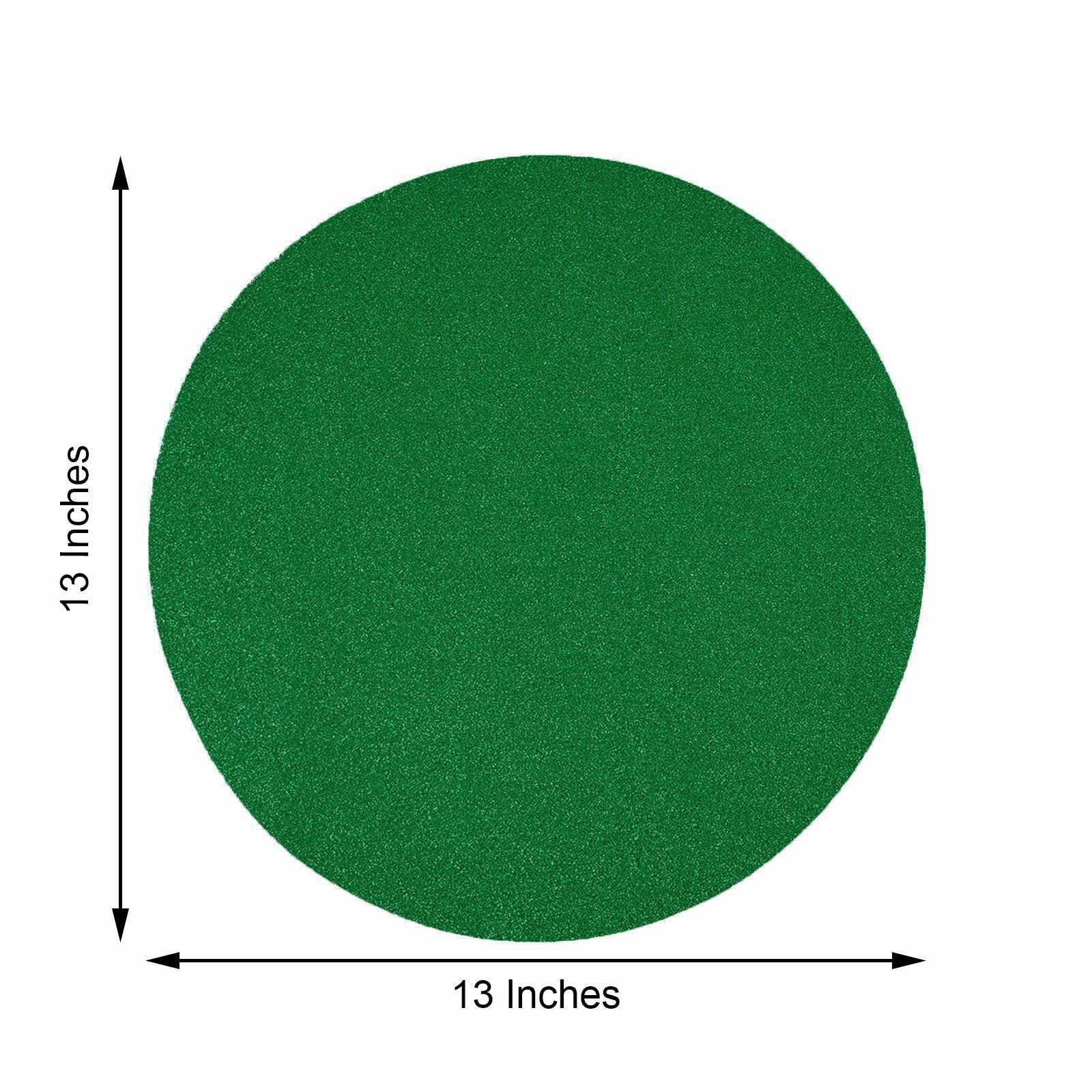 6 Pack Non Slip Green Sparkle Placemats Round Glitter Table Mat