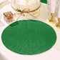 6 Pack | Green Round Sparkle Vinyl Placemats, Non Slip Glitter Decorative Table Mats