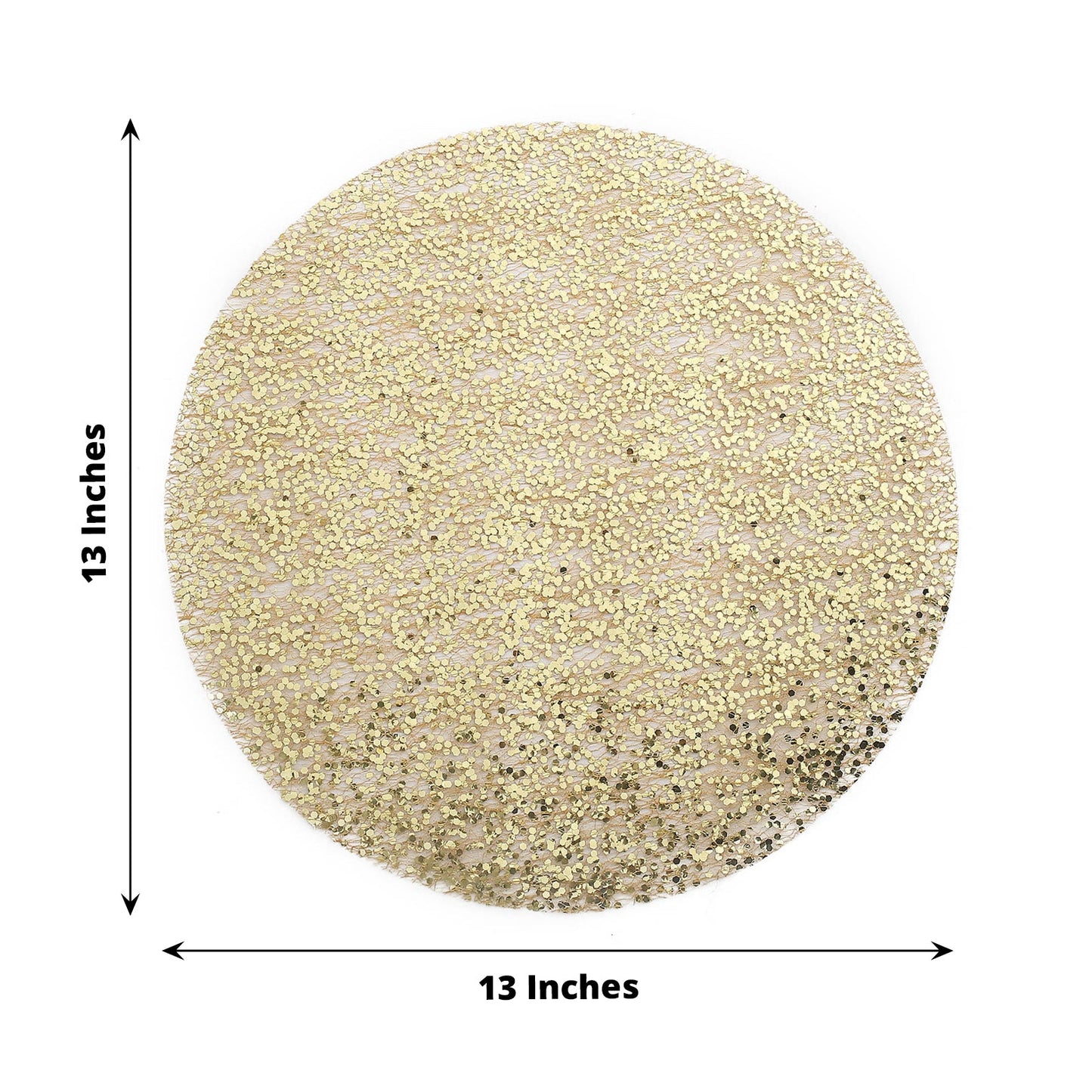 Gold sequin round placemat, 13 inches, disposable dining mat.