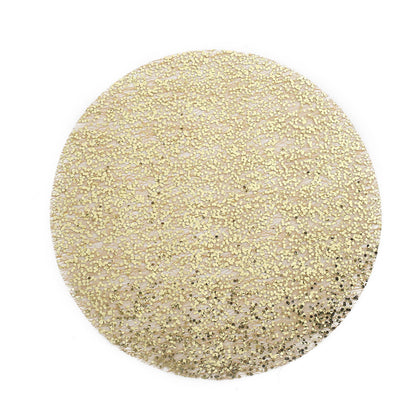 Metallic gold round sequin placemat, 13 inches, disposable and dust-free.