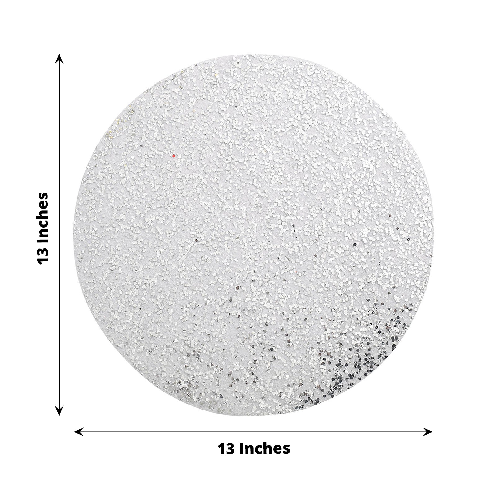 Metallic silver round sequin placemat, 13 inches, disposable dining mat.