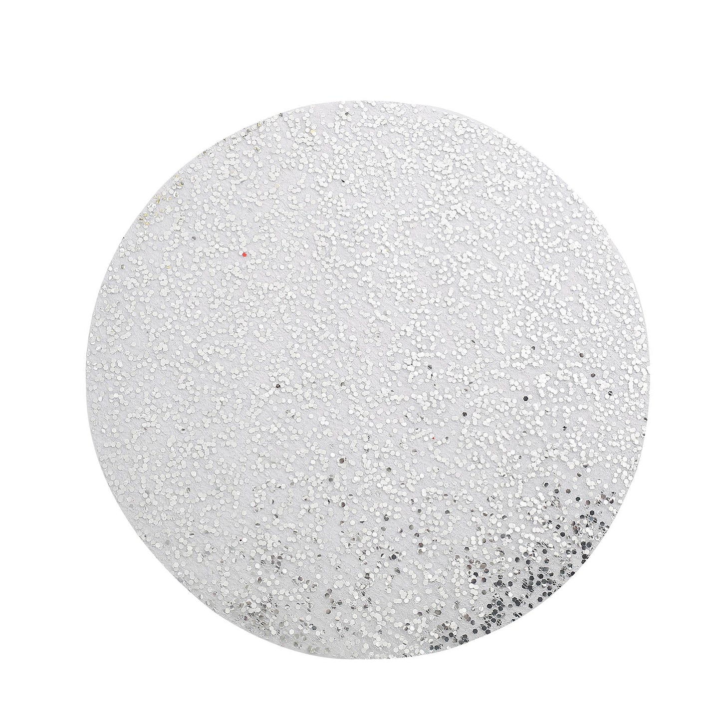 Metallic silver round sequin placemat, disposable and dust-free, 13 inches.