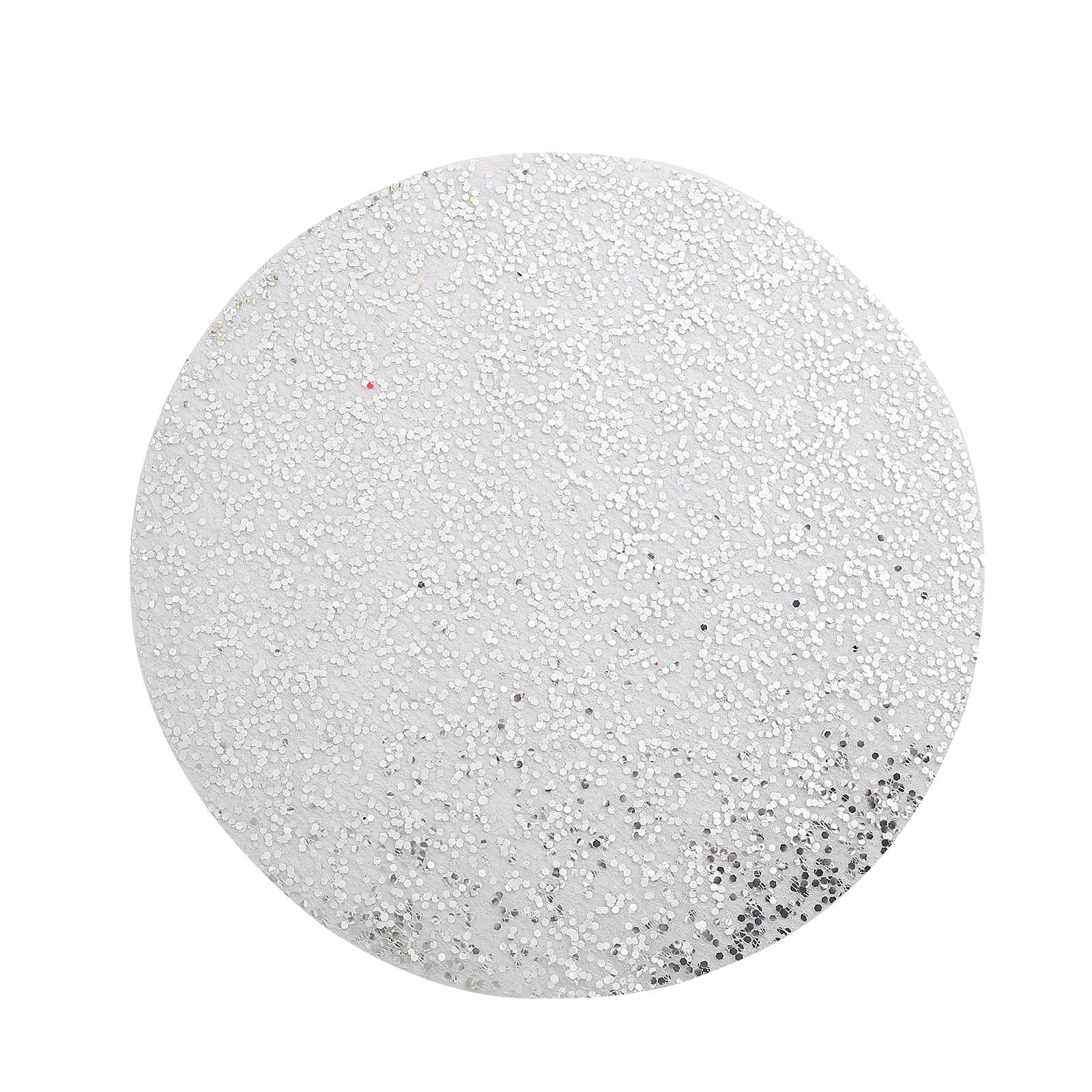 Metallic silver round sequin placemat, disposable and dust-free, 13 inches.
