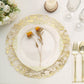 13" metallic gold foil mesh disposable table placemats with floral accents.