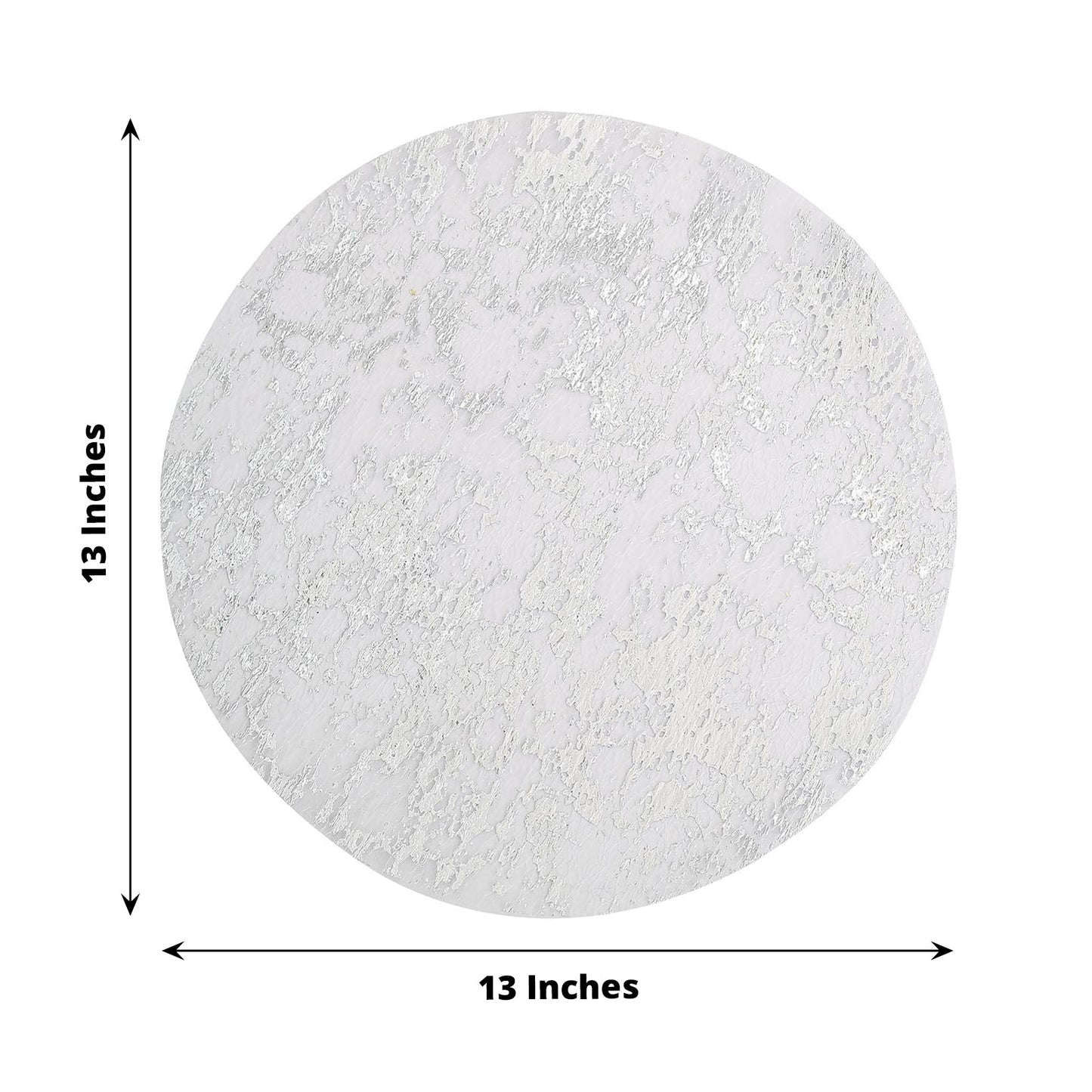 13" metallic silver foil mesh round disposable placemat.