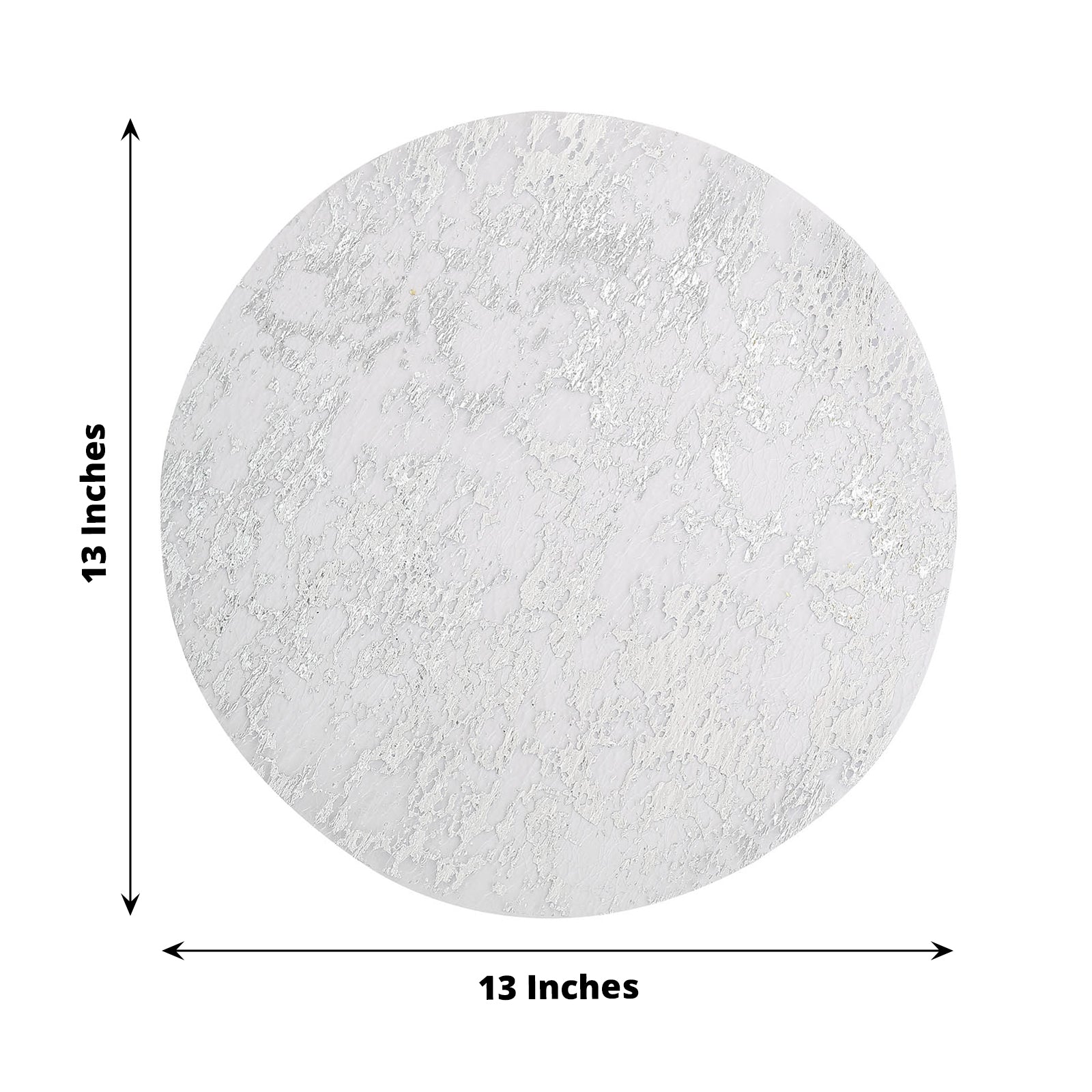 13" metallic silver foil mesh round disposable placemat.