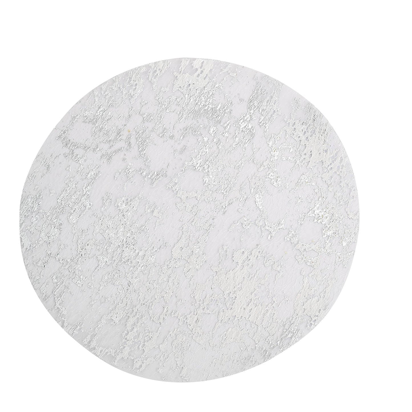 13" metallic silver foil mesh disposable round table placemat.