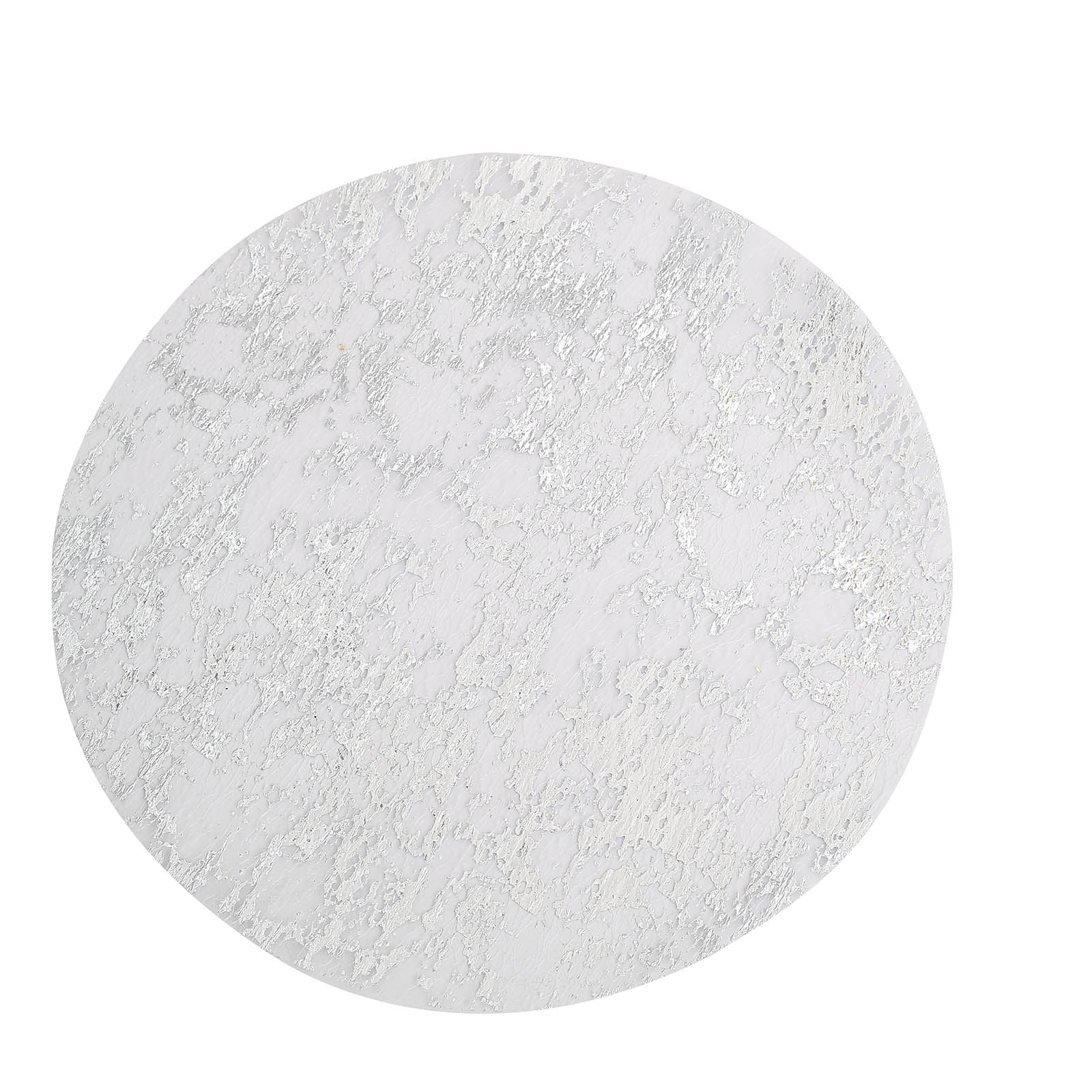 13" metallic silver foil mesh disposable round table placemat.