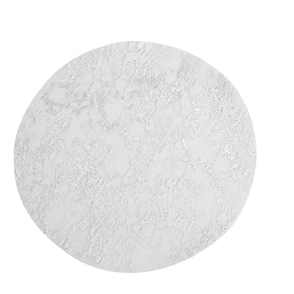 13" metallic silver foil mesh disposable round table placemat.
