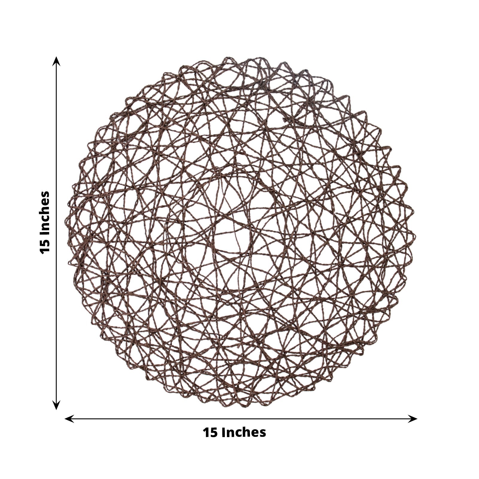 6 Pack | 15inch Chocolate Brown Paper Fiber Woven Placemats, Round Table Mats