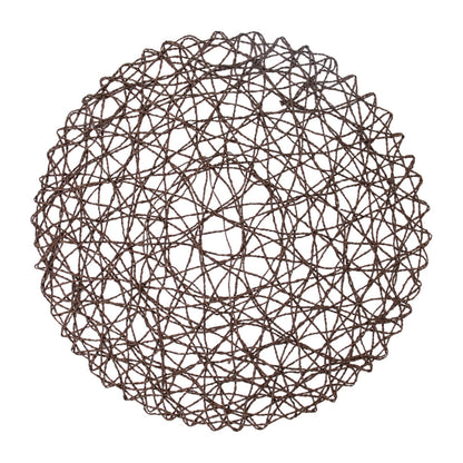 6 Pack | 15inch Chocolate Brown Paper Fiber Woven Placemats, Round Table Mats#whtbkgd
