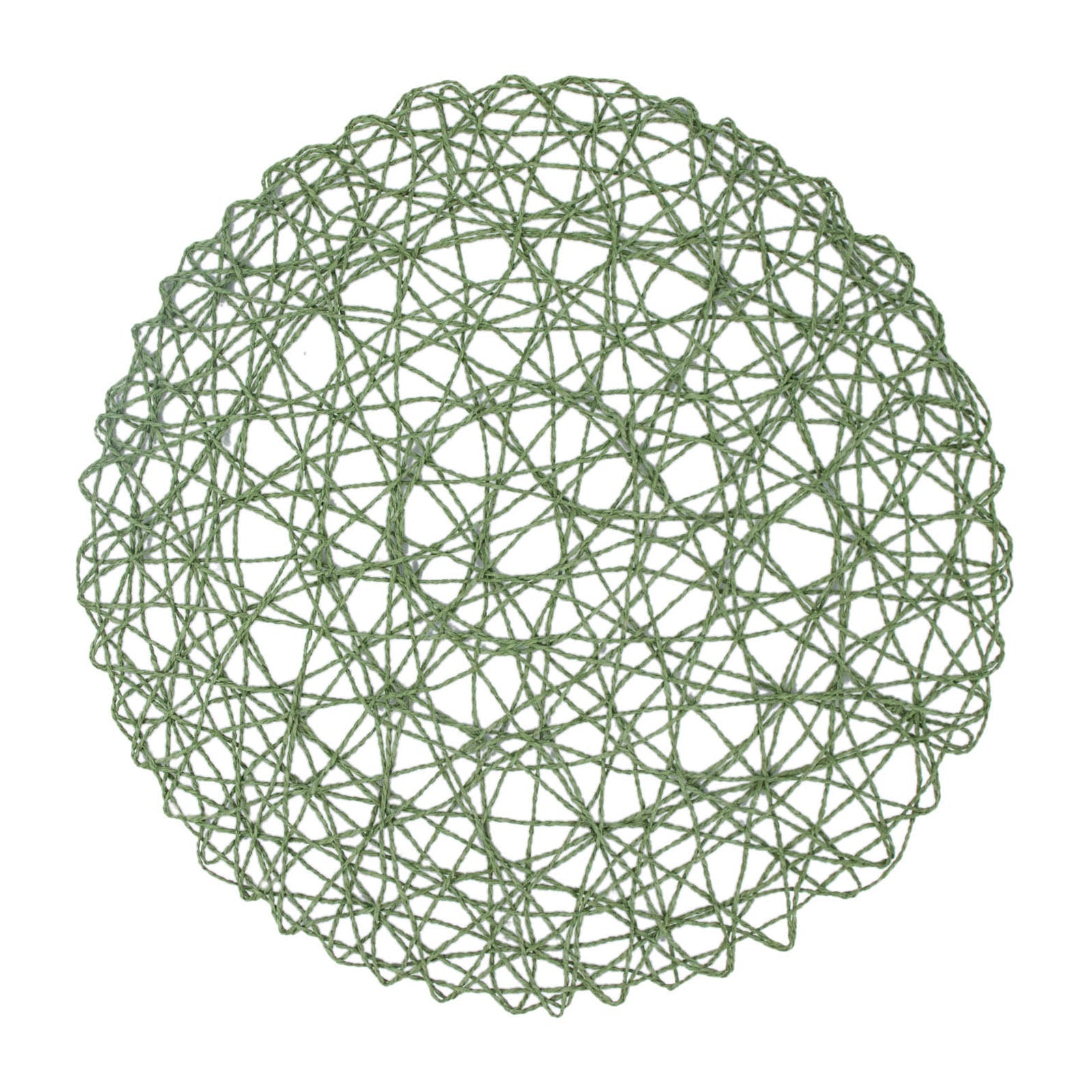 6 Pack | 15inch Olive Green Paper Fiber Woven Placemats, Round Table Mats#whtbkgd