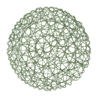6 Pack | 15inch Olive Green Paper Fiber Woven Placemats, Round Table Mats#whtbkgd
