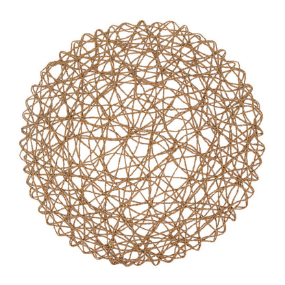 6 Pack | 15inch Natural Paper Fiber Woven Placemats, Round Table Mats#whtbkgd