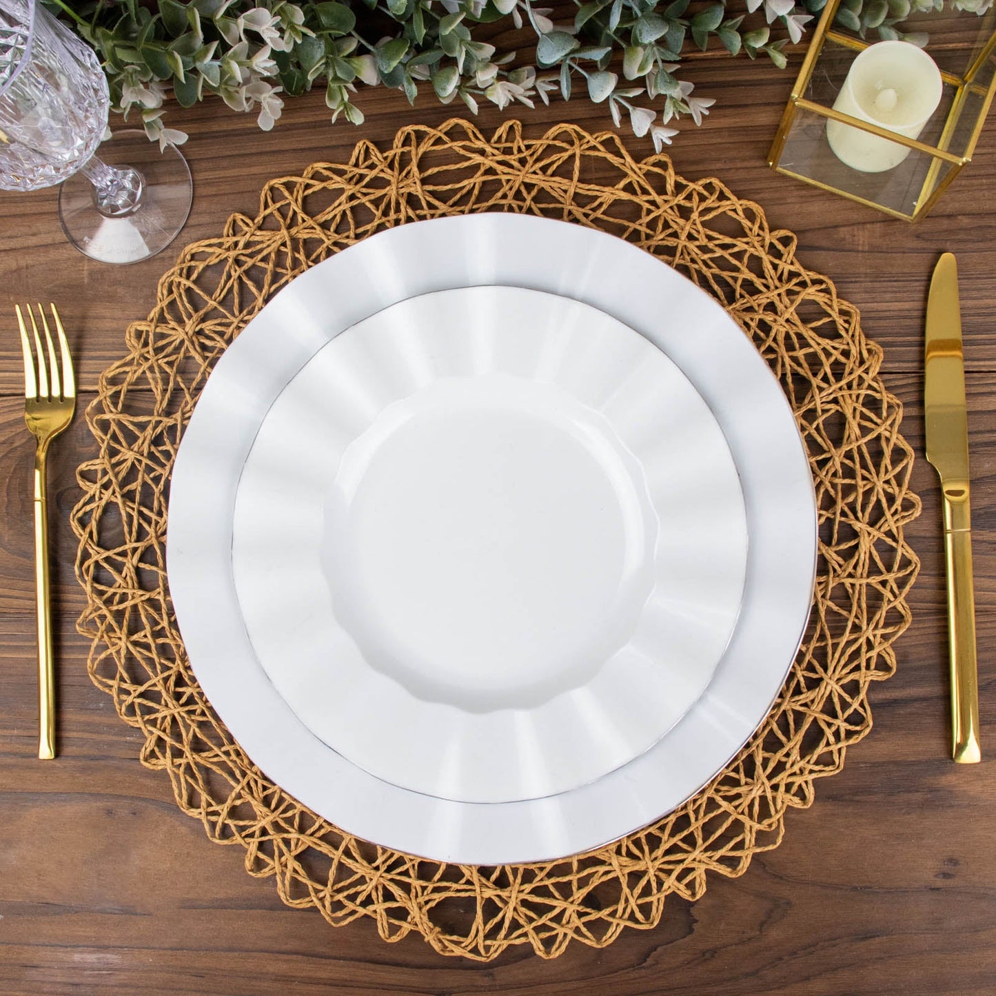 6 Pack | 15inch Natural Paper Fiber Woven Placemats, Round Table Mats