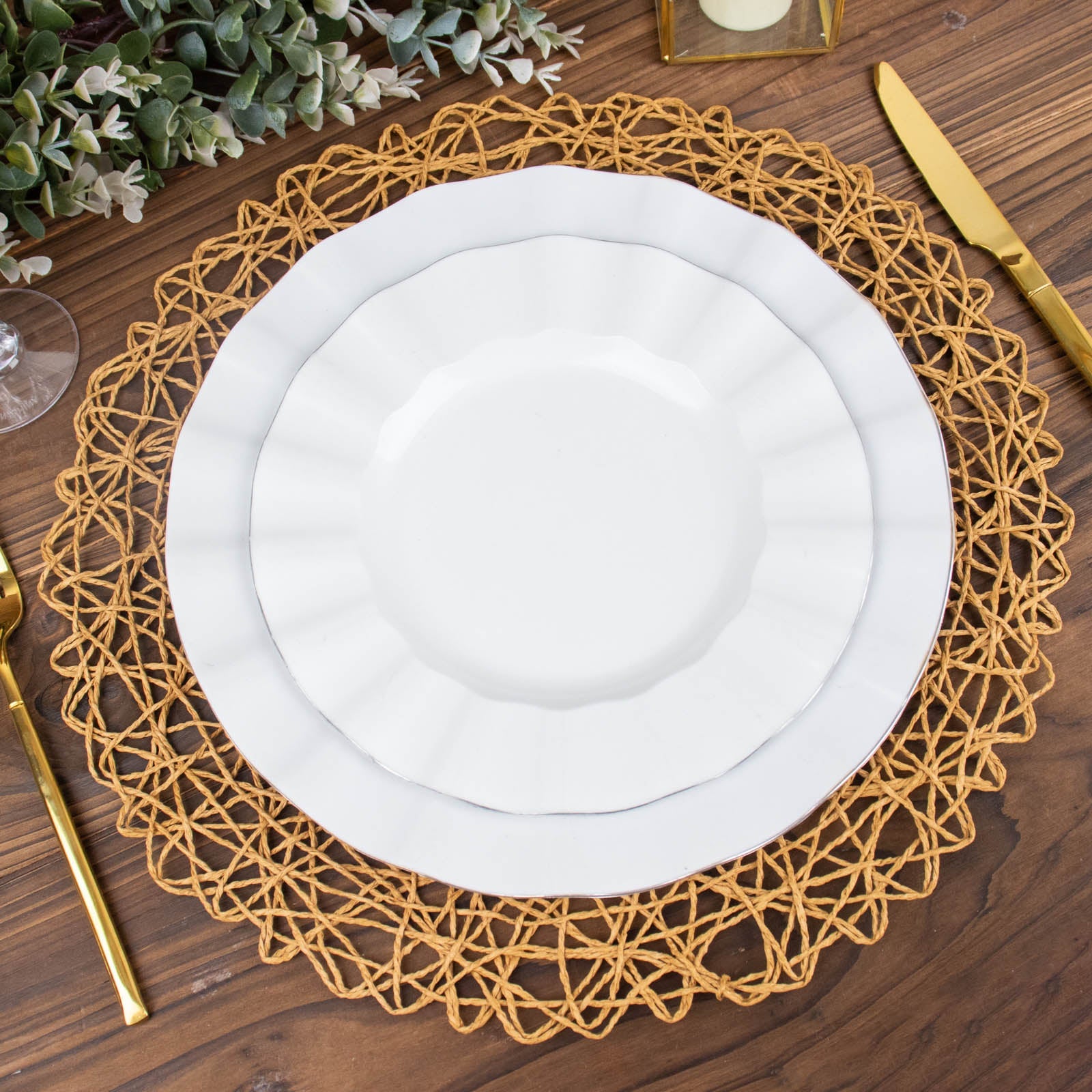 6 Pack | 15inch Natural Paper Fiber Woven Placemats, Round Table Mats