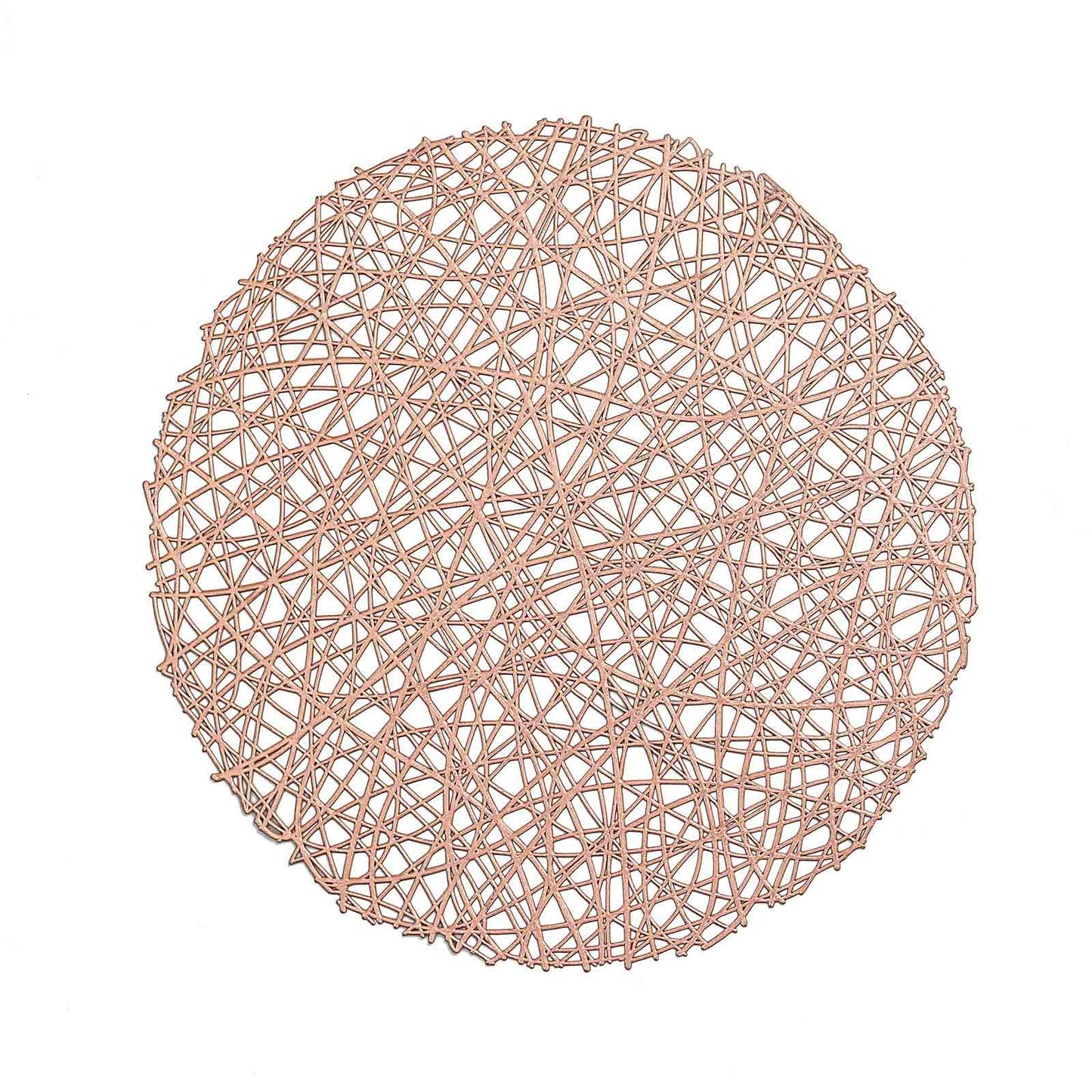 6 Pack Rose Gold Vinyl Placemats, Decorative Woven Non-Slip Round Table Mats 15"