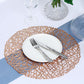 Non Slip Surface 6 Pack Round 15 Inch Blush & Rose Gold Woven Vinyl Placemats