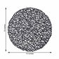Black round vinyl placemat, decorative woven non-slip, 15 inches.