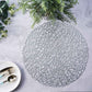 6 Pack Silver Metallic Vinyl Placemats, Woven Non-Slip Round Table Mats 15"