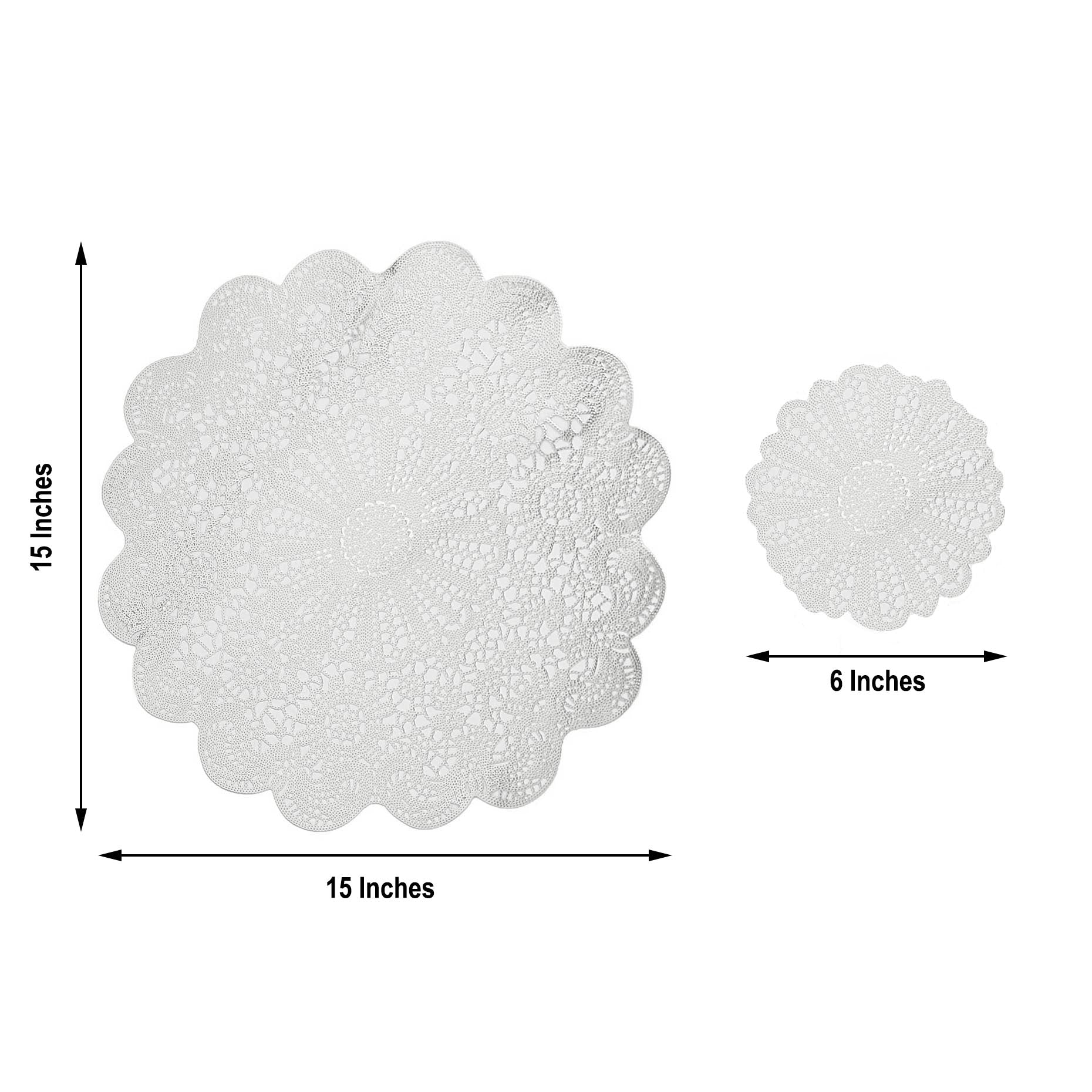 6 Pack 15 Inch Non Slip Surface White Vinyl Vintage Floral Lace Placemats