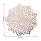 6 Pack | 15inch Blush Rose Gold Metallic Floral Vinyl Placemats, Non-Slip Round Dining Table Mats