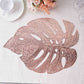 6 Pack Rose Gold Vinyl Placemats, Monstera Leaf Non-Slip Dining Table Mats 18"