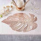 Monstera Leaf Placemats In Blush Rose Gold 18 Inch Non-Slip Vinyl 