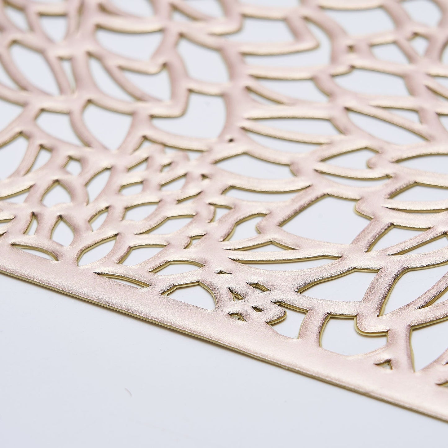 6 Pack | 12x18inch Gold Metallic Floral Vinyl Placemats, Non-Slip Rectangle Dining Table Mats#whtbkgd