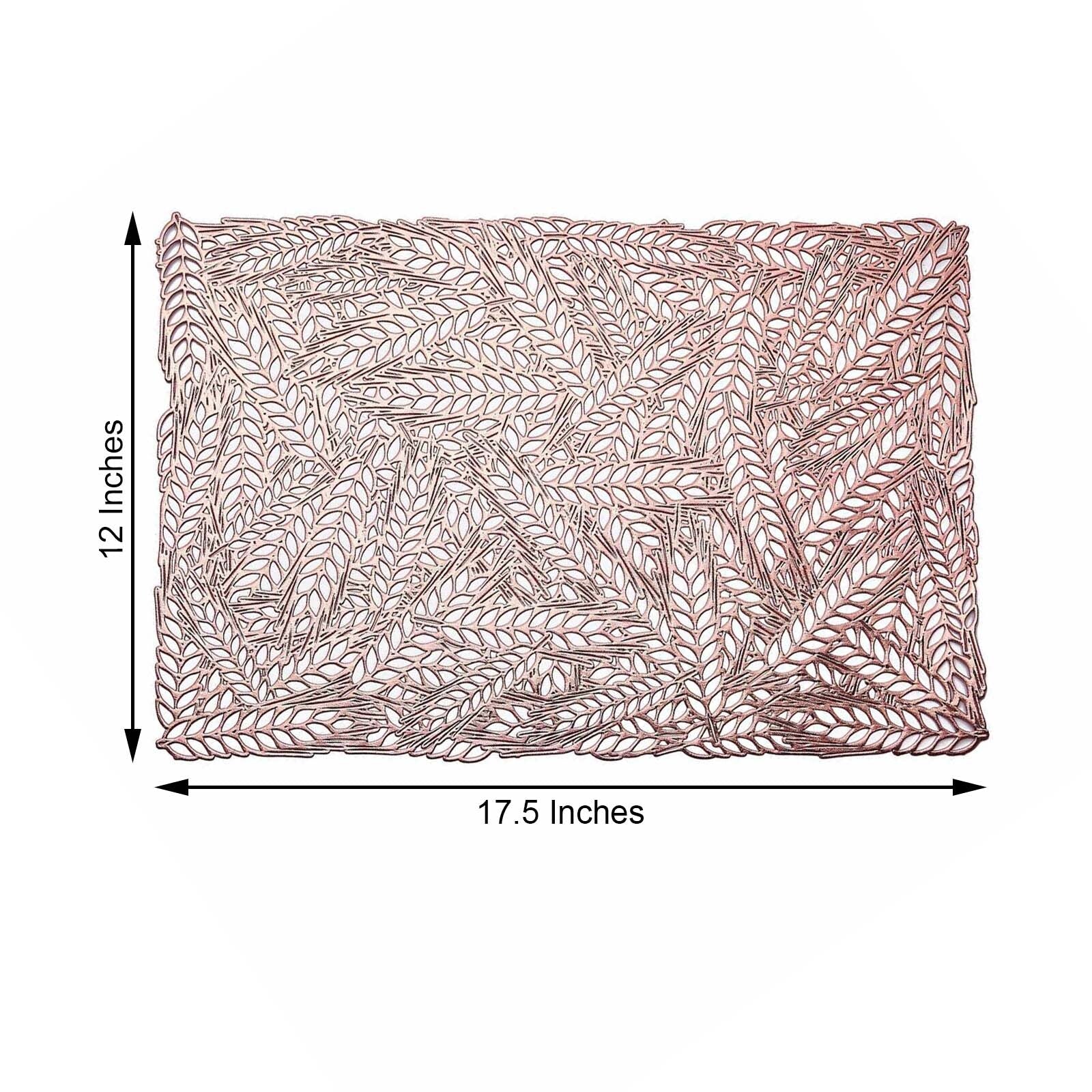 Rose gold metallic placemat with a wheat design, 12"x18".