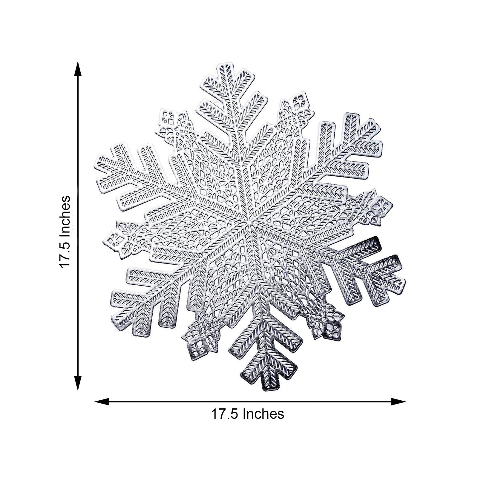 Silver metallic snowflake placemat, perfect for winter table settings.