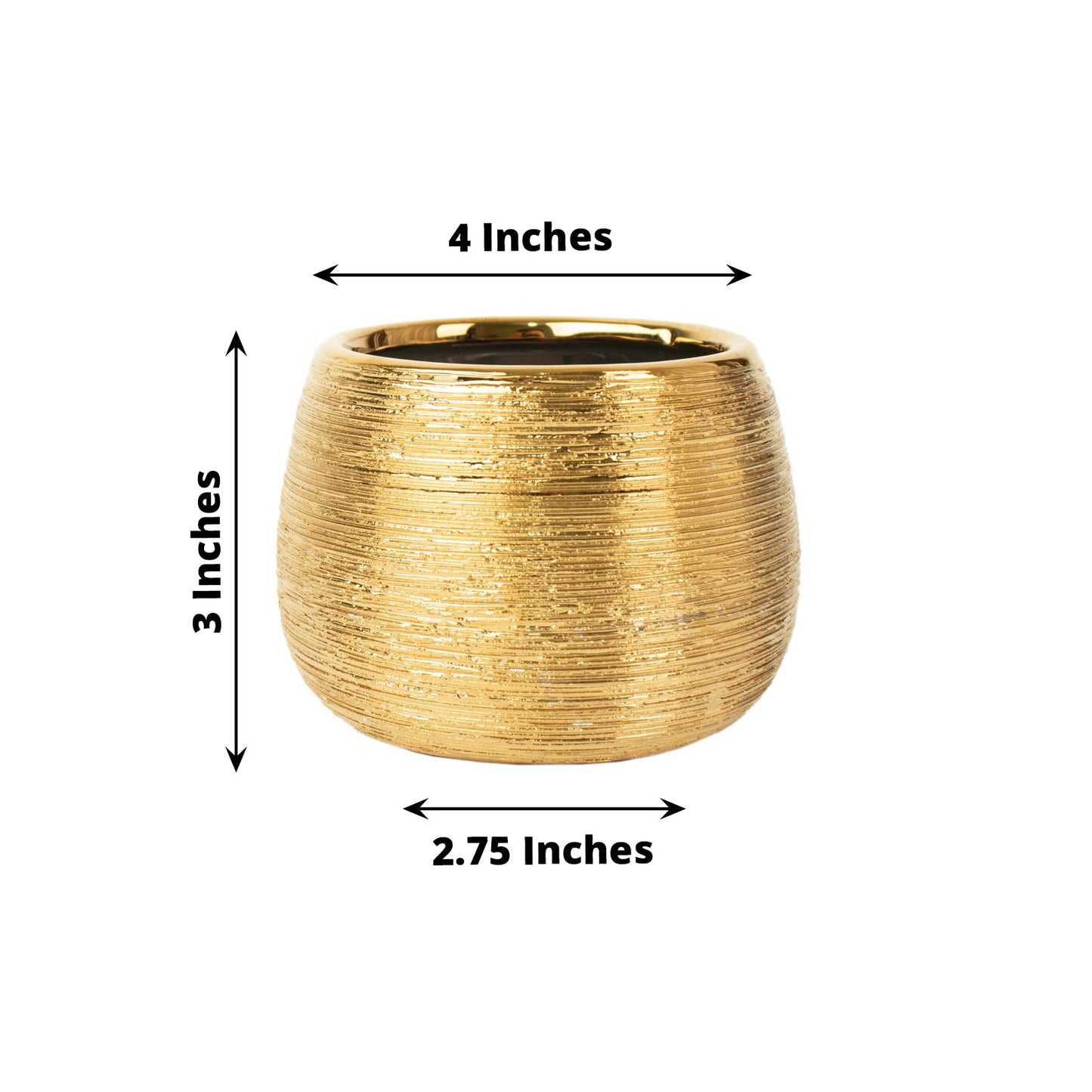 Gold textured ceramic flower vase pot, 3 inches in size.