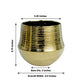 Gold textured round ceramic flower pot with a metallic brushed finish.