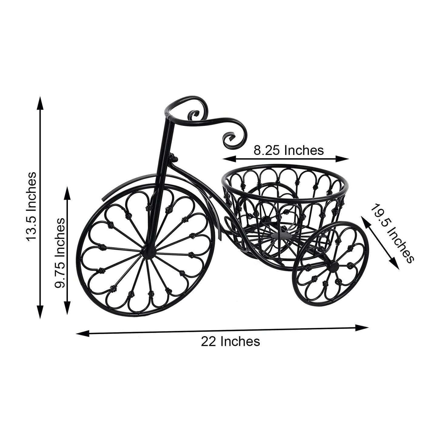 Black Metal 22 Inch Tricycle Basket