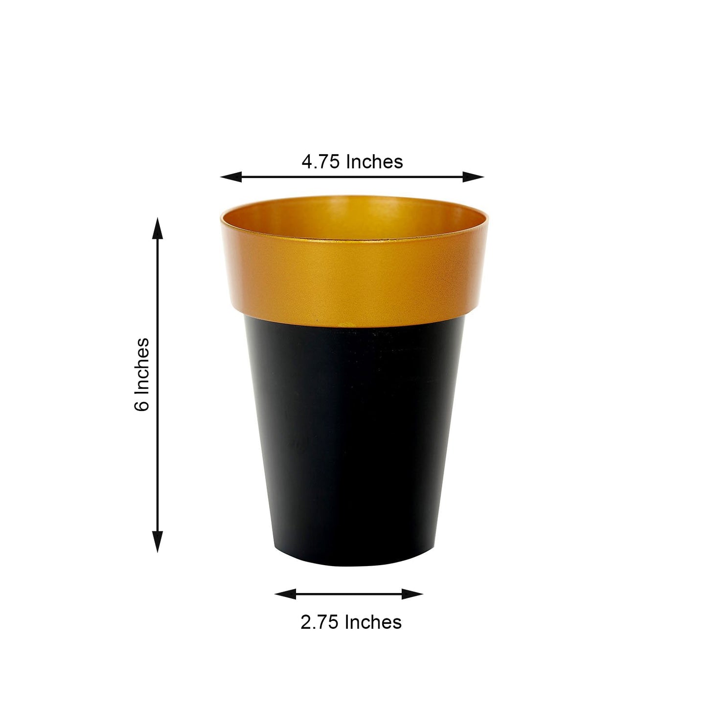 6" black gold rimmed flower pot for indoor decoration.