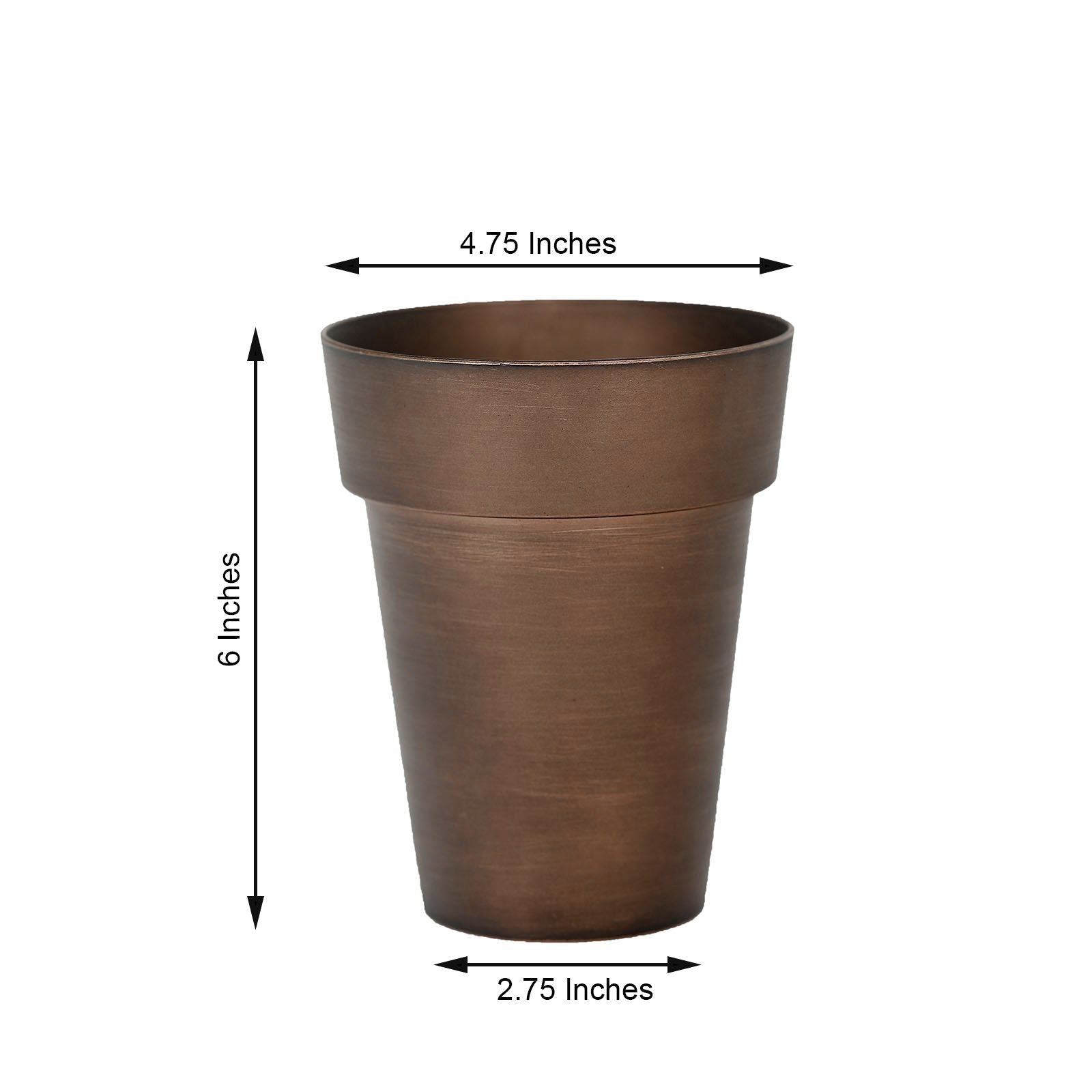 Rustic brown medium flower plant pots, set of 2, 6 inches tall.