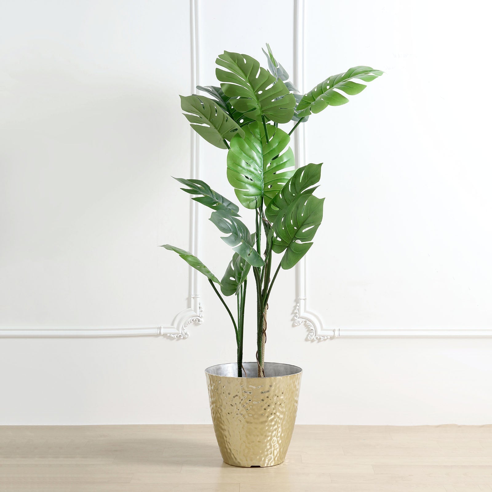 11 inch planter pot 11" Gold Hammered Design Large Indoor Flower Plant Pot, Decorative Greenery Planter