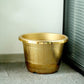 Decorative 14 Inch Gold Large Barrel Planter Pot with Shiny Rim