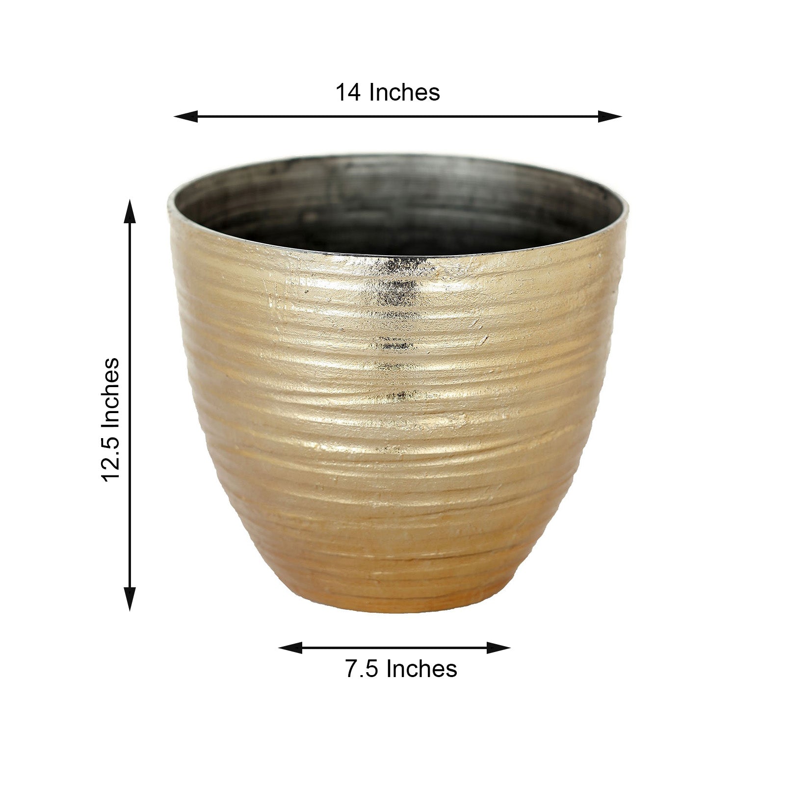 12 indoor planter 12" Metallic Gold Textured Finish Flower Pot – Decorative Indoor Outdoor Planter