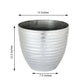 Metallic silver textured large indoor flower plant pot.