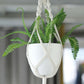 Two Pack White 5.5 Inch Plastic Indoor Planter Pots With Macrame 
