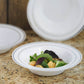 Disposable Round Bowls 12 oz In White Plastic With Silver Rim 10 Pack