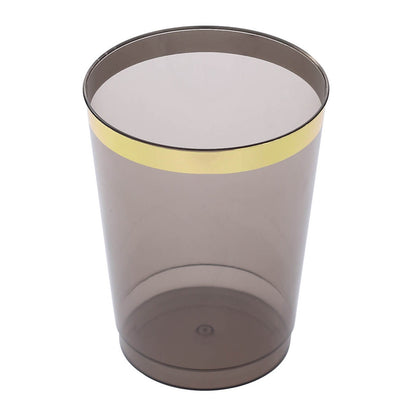 25 Pack | 10oz Crystal Black Gold Rimmed Plastic Party Cups#whtbkgd