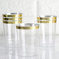 25 Pack | 10oz Clear Crystal Collection Plastic Disposable Cups With Gold Rim