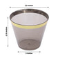 25 Pack | 9oz Crystal Black Gold Rimmed Short Plastic Party Cups