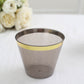 25 Pack | 9oz Crystal Black Gold Rimmed Short Plastic Party Cups