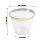 25 Pack | 9oz Clear Gold Glittered Crystal Collection Plastic Tumblers, Disposable Cocktail Cups