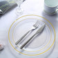 10 Pack | 10inch Très Chic Gold Rim Clear Plastic Dinner Plates, Disposable Party Plates